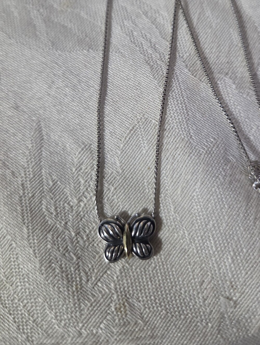 David Yurman Cable Kids Two-Tone Butterfly Necklace, SS & 18k, 14 Inches